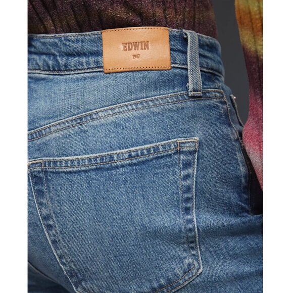 Edwin Marli High-Rise Crop Jeans Paloma Denim Medium Blue 24 - Picture 4 of 14